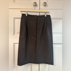 Brooks Brothers Brown Wool Skirt, Button Detail